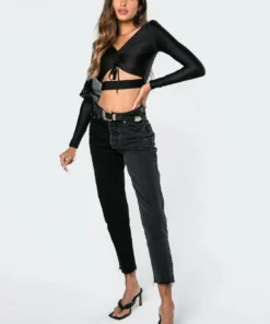 3014_black Tops Molly Adjustable Crop Top