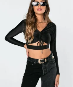 3014_black Tops Molly Adjustable Crop Top