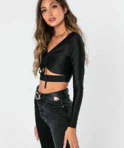 3014_black Tops Molly Adjustable Crop Top