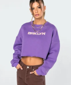 1097_purple Brklyn Graphic Cropped Sweatshirt Tops