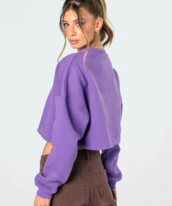 1097_purple Brklyn Graphic Cropped Sweatshirt Tops