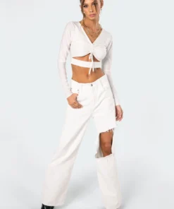 3014_white Molly Adjustable Crop Top