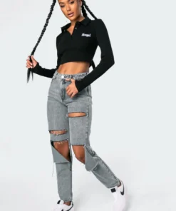 1054_gray Elle Super Ripped Mom Jeans