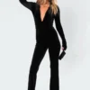 3031_black Jumpsuits & Rompers Cara Velvet Jumpsuit