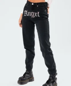 7013_black-washed Pants Angel Diamond Mom Jeans