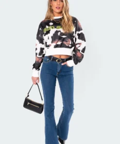 3077_mix Tops Bad Babe Neon Print Sweatshirt