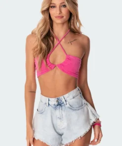 S11141_pink Tilly Terry Crop Top