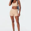 S11219_beige Lenny Ribbed Shorts Pants 2 S11219_beige Lenny Ribbed Shorts Pants