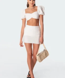 S11102_white Tops Romy Linen Crop Top