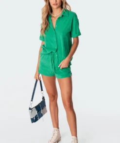 S11134_green Bronti Terry Shorts Pants