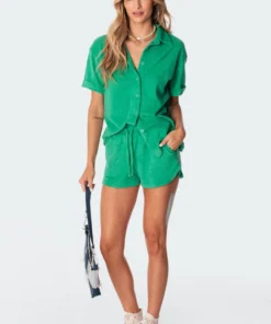S11135_green Tops Bronti Terry Shirt