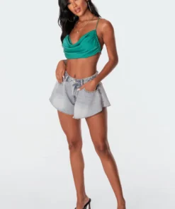 S11067_green Jordyn Open Back Crop Top Tops