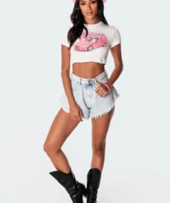 S11163_white Savage Cropped T-Shirt Tops