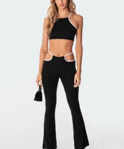 S11053_black Milani Cut-Out Flare Pants