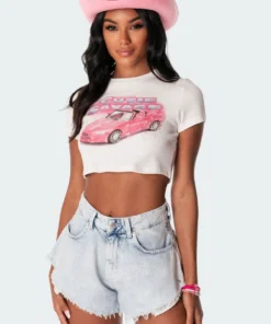 S11163_white Savage Cropped T-Shirt Tops