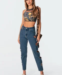 S11057_black-washed Lauren Washed Open Back Top Tops