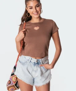 S11125_brown Lovey Heart T-Shirt