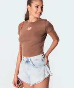 S11125_brown Lovey Heart T-Shirt