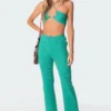 3099_green Kyra Knitted Flared Pants