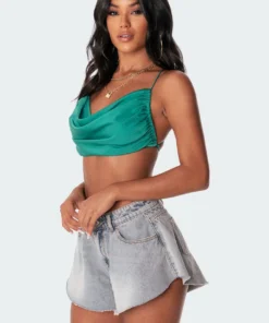 S11067_green Jordyn Open Back Crop Top Tops