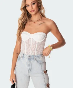 S11130_white Cartia Lace Corset New In