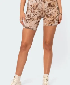 S11039_BEIGE Horoscope Biker Shorts Pants