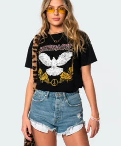 S11049_black Tops Peace & Dove T-Shirt