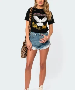S11049_black Tops Peace & Dove T-Shirt