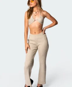 3099_beige Kyra Knitted Flared Pants 11 3099_beige Kyra Knitted Flared Pants