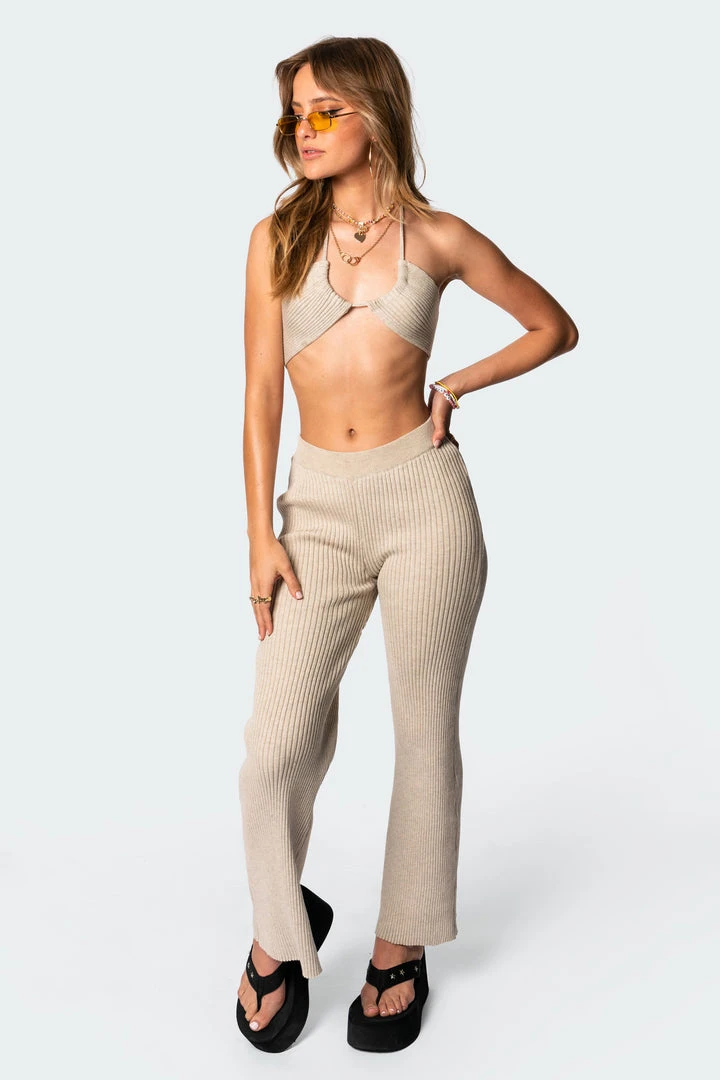 3099_beige Kyra Knitted Flared Pants 7 3099_beige Kyra Knitted Flared Pants