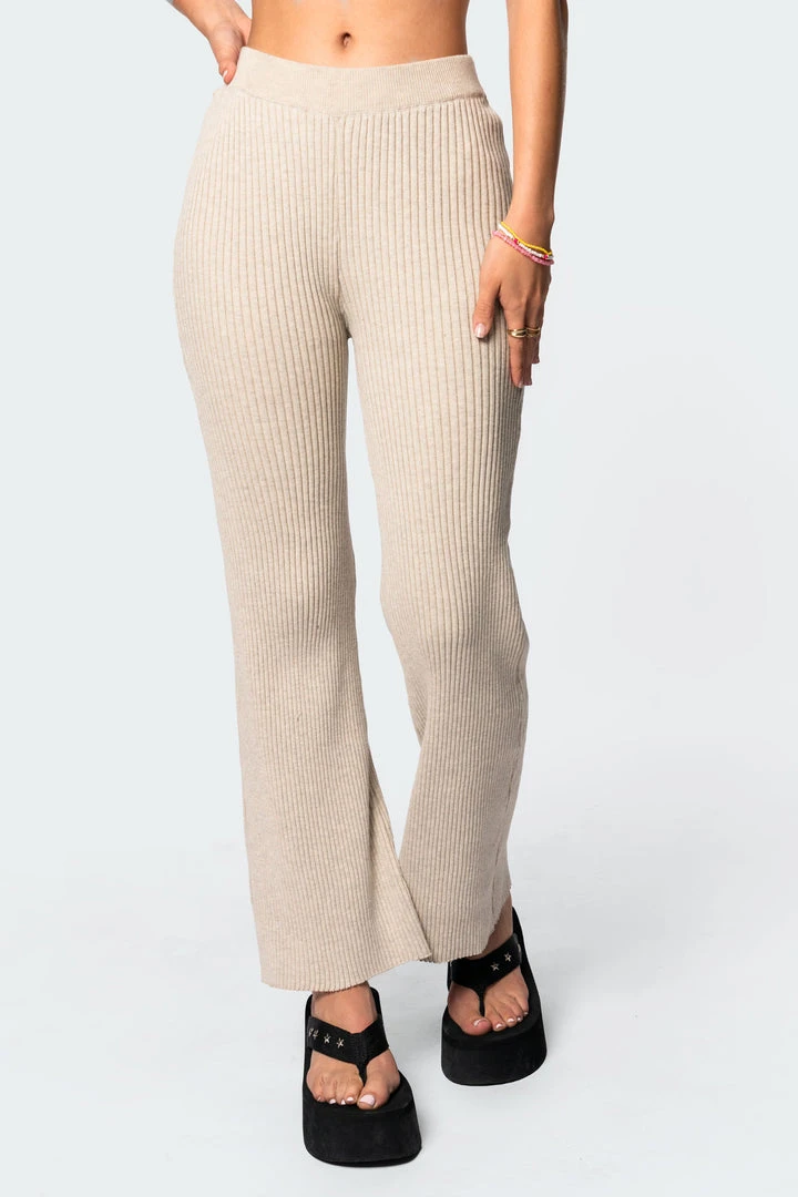 3099_beige Kyra Knitted Flared Pants 4 3099_beige Kyra Knitted Flared Pants