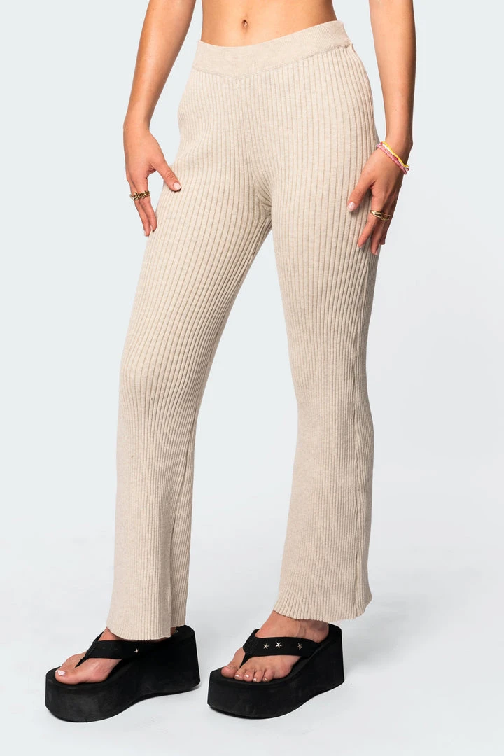 3099_beige Kyra Knitted Flared Pants 5 3099_beige Kyra Knitted Flared Pants