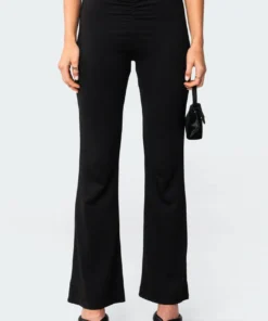 3106_black Gina Gathered V-Cut Pants