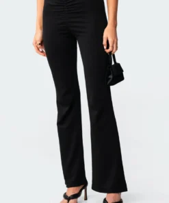 3106_black Gina Gathered V-Cut Pants