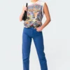 1083_blue Pants Cobalt Mom Jeans