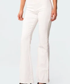 1047_white Pants Kira Cut-Out Flared Jeans