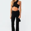 3107_black Gina One Shoulder Crop Top Tops