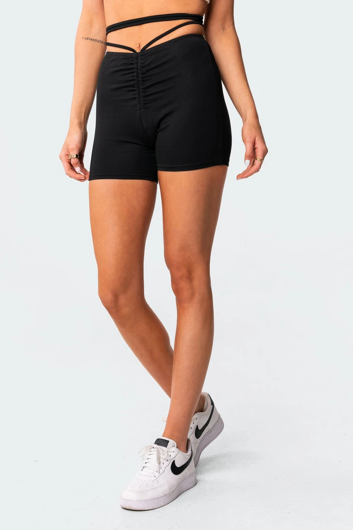 S11021_black Laini Strap Shorts Pants 4 S11021_black Laini Strap Shorts Pants