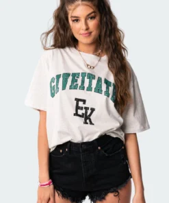 S11015_gray-melange Tops Give It A Try Oversized T-Shirt