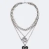 ACC0269_SILVER Accessories Dragon Heart Pendant Necklace