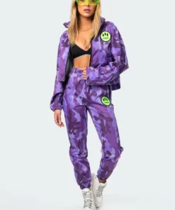 1069_purple Jackets & Coats Vicky Camo Nylon Jacket