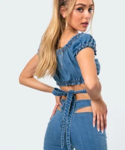 1046_blue Miley Denim Crop Top