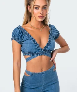 1046_blue Miley Denim Crop Top