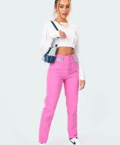 2002_white Overlocked Love Crop Top