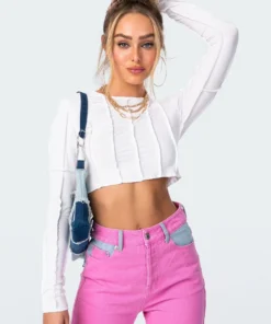 2002_white Overlocked Love Crop Top