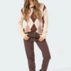 1096_beige Argyle Sweater