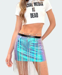 ACC0350_BLACK Babe Fest Festival Chain Faux Leather Belt