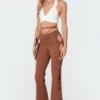 S11408_brown Adina Cut-Out Flared Pants