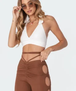 S11414_white Jerry Ribbed Open-Back Crop Top Tops