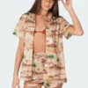 S11341_mix Resort Printed Shirt Tops